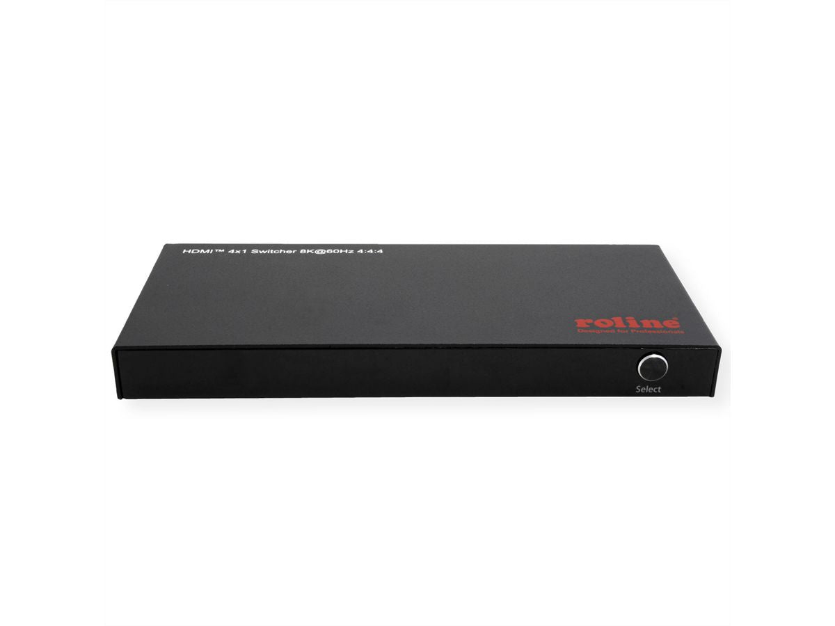 ROLINE HDMI Switch, 4×1, 8K@60 Hz, HDCP 2.3, IR-Fernbedienung, Schwarz