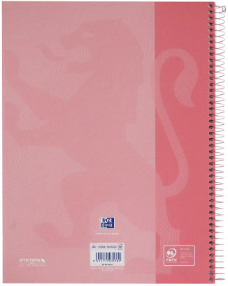 Oxford Spiralbuch – A4+ – 4-fach gelocht, mikroperforiert, Scribzee-kompatibel, Mini-Whiteboard, Pastellrosa