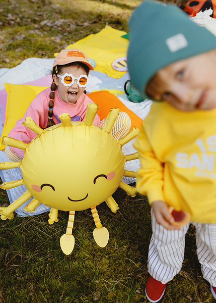 PartyDeco Folienballon Sonne – 77 × 62 cm – Folie, Gelb