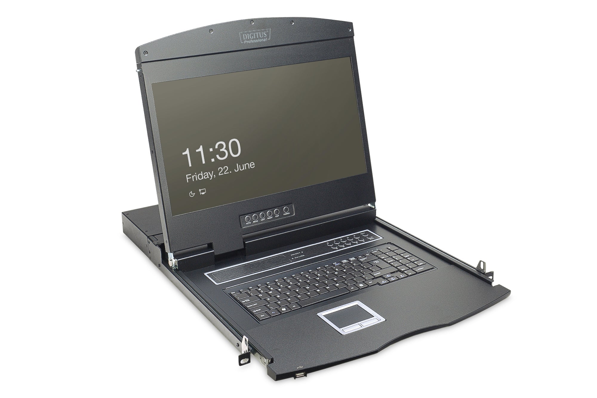 Digitus 19" Rack-LCD-Konsole – 1366 × 768, 8-Port VGA KVM, Layout DE – 1U