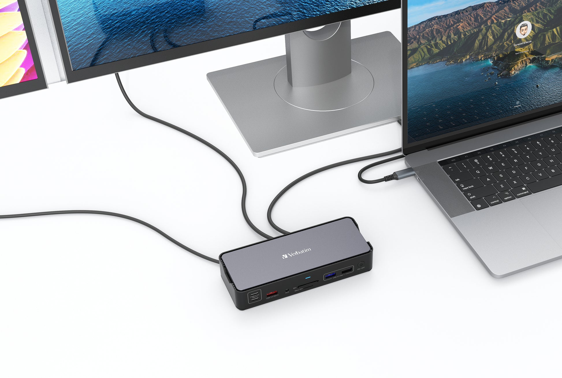 Verbatim CDS-15 Dockingstation – USB-C, 1× DP, 2× HDMI, 4× USB-A, 100 W PD, GbE, 3,5 mm Audio, für Windows/Mac