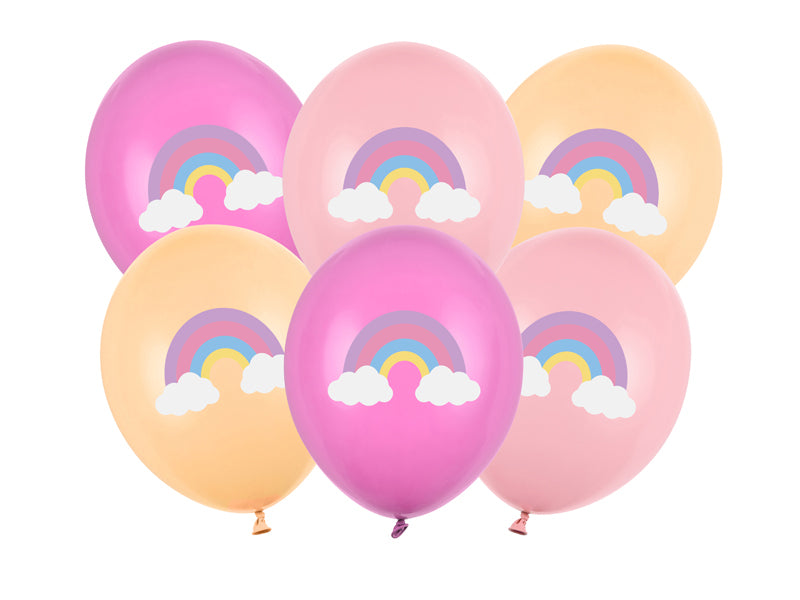 PartyDeco Folienballon Regenbogen – Rosa – Ø 30 cm – 6 Stk