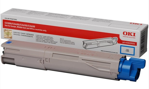 OKI Toner 43459331 – cyan, 2500 Seiten – für OKI C3300n/C3400n/C3450 und andere