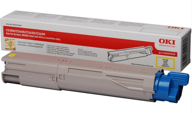 OKI Toner 43459329 – gelb, 2500 Seiten – für OKI C3300n/C3400n/C3450 und andere