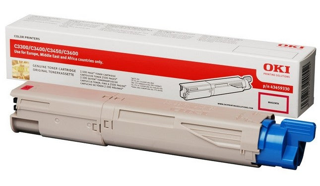 OKI Toner 43459330 – Magenta, 2500 Seiten – für C3300n/C3400n/C3450 und andere
