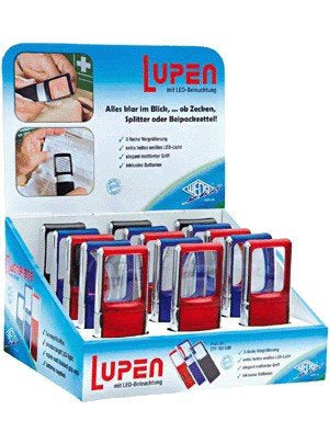 Wedo Leuchtlupe – 3× – Linse B 35 × H 38 mm – mit LED, farbig sortiert
