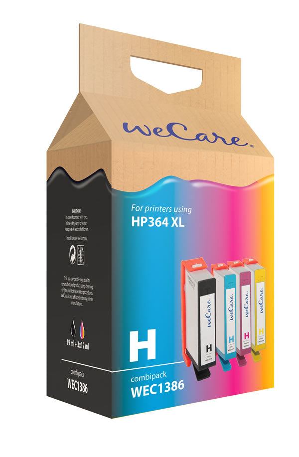 Wecare 364XL Tintenpatronen-Multipack, Schwarz/Cyan/Magenta/Gelb (Kompatibel) – für HP Deskjet, Officejet …