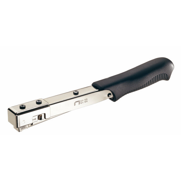 Rapid PRO R19E – Hefter für 13, 19, ergonomischer 4-Wege-Griff, Einlegetiefe 6 mm, schwarz, Edelstahl