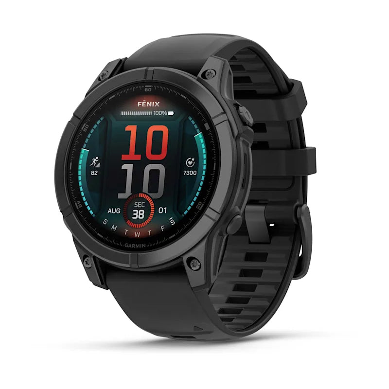 Garmin Fenix E – GPS-Smartwatch – 47 mm, 1,3", GPS, WLAN, AMOLED, Gorilla Glass, 100 m, Schwarz, Silikonarmband