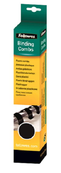 Fellowes CombBind Plastikbinderücken – A4 – Ø 17 mm – 21 Ringe – bis 120 Blatt, Schwarz – 25 Stk.