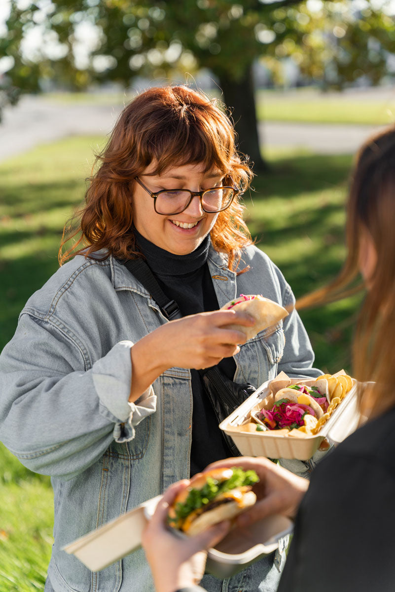 BioPak Take-away-Box, Bagasse (Zuckerrohr) – 475 ml 150×150×40 mm, braun