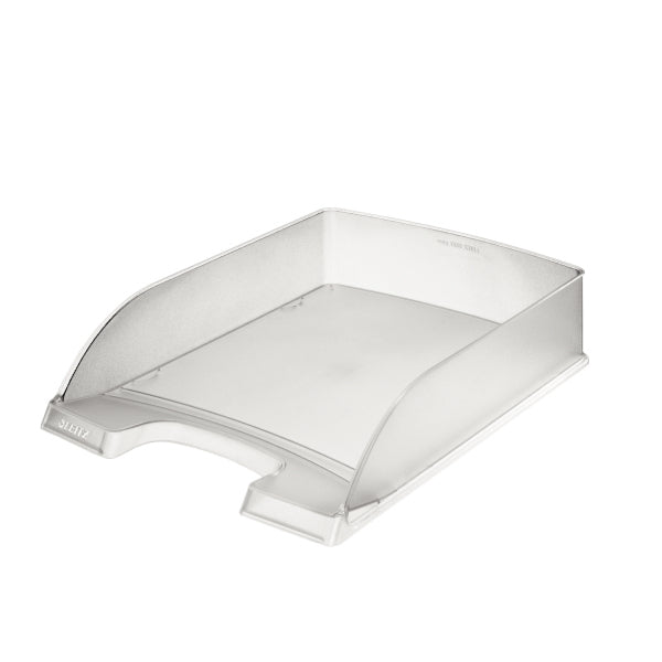 Leitz Briefkorb – mit Griffausschnitt, mit Beschriftungsfeld, matt, transparent, B 255 × H 70 × T 357 mm