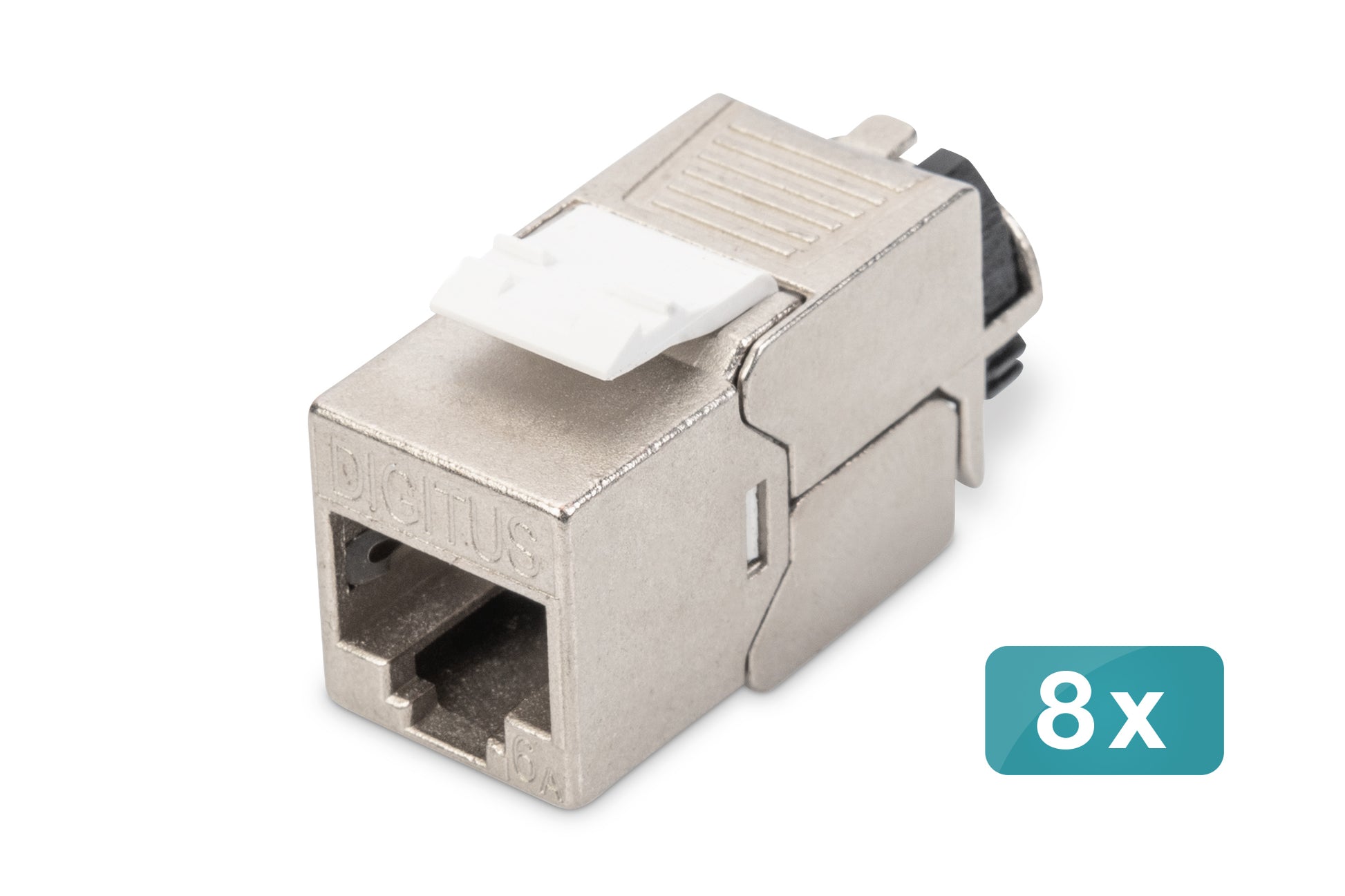 Digitus Keystone-Modul RJ-45 – Cat6a, 10GBase-T, geschirmt, flach, silber, 8er-Pack