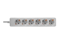 Lindy Steckdosenleiste – 6× Schuko (Typ F), ohne Schalter, 3500 W, weiss