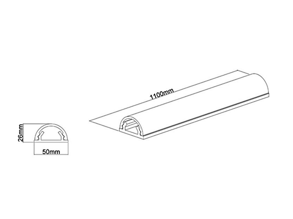 Multibrackets 1349 Kabelbrücke – 1,1 m – Aussen 50×28 mm – Aluminium – Schwarz, 1 Kanal