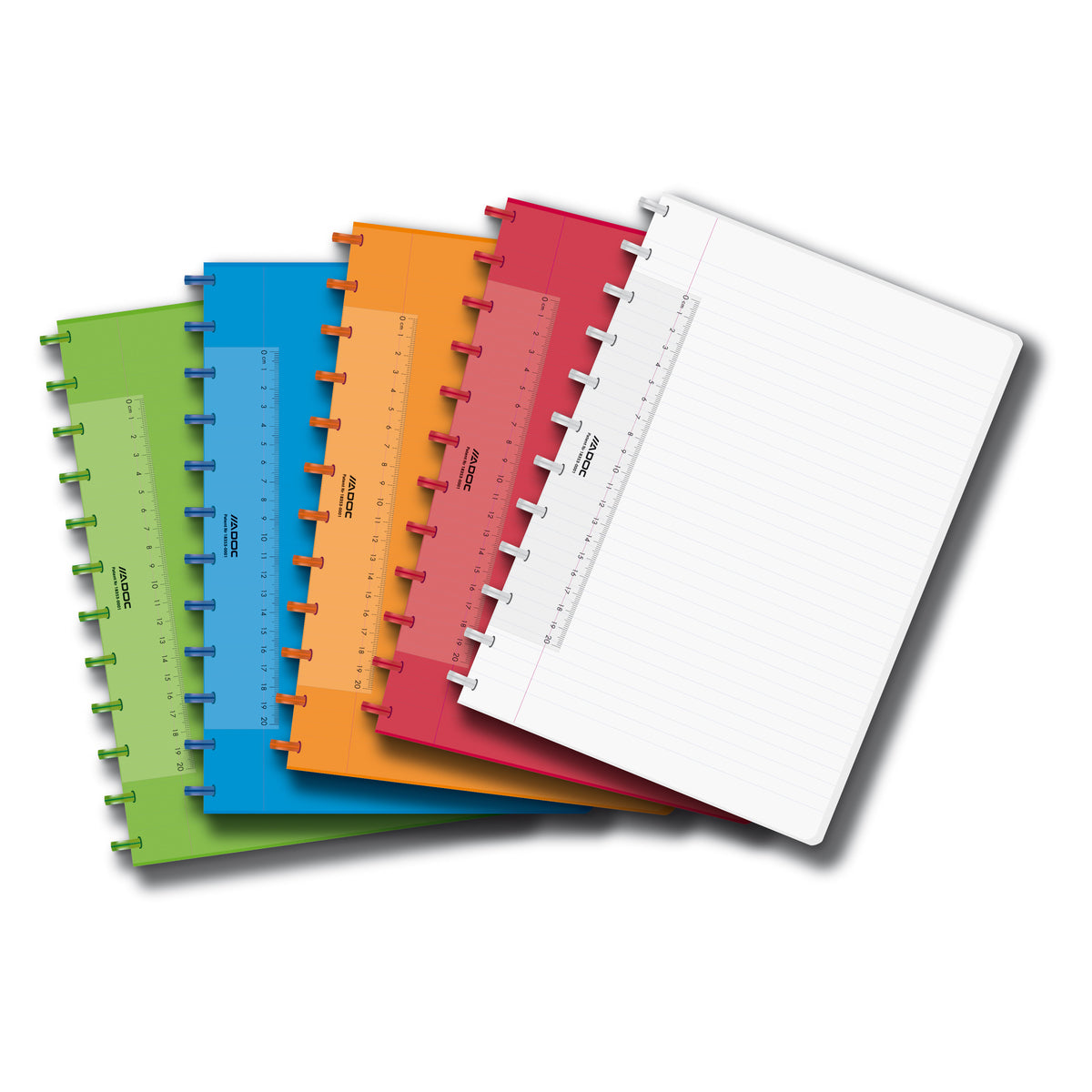 Adoc Notizheft – A4 – liniert – 72 Blatt – 90 g/m² – Spiralbindung, auswechselbare Blätter – mehrfarbig – FSC