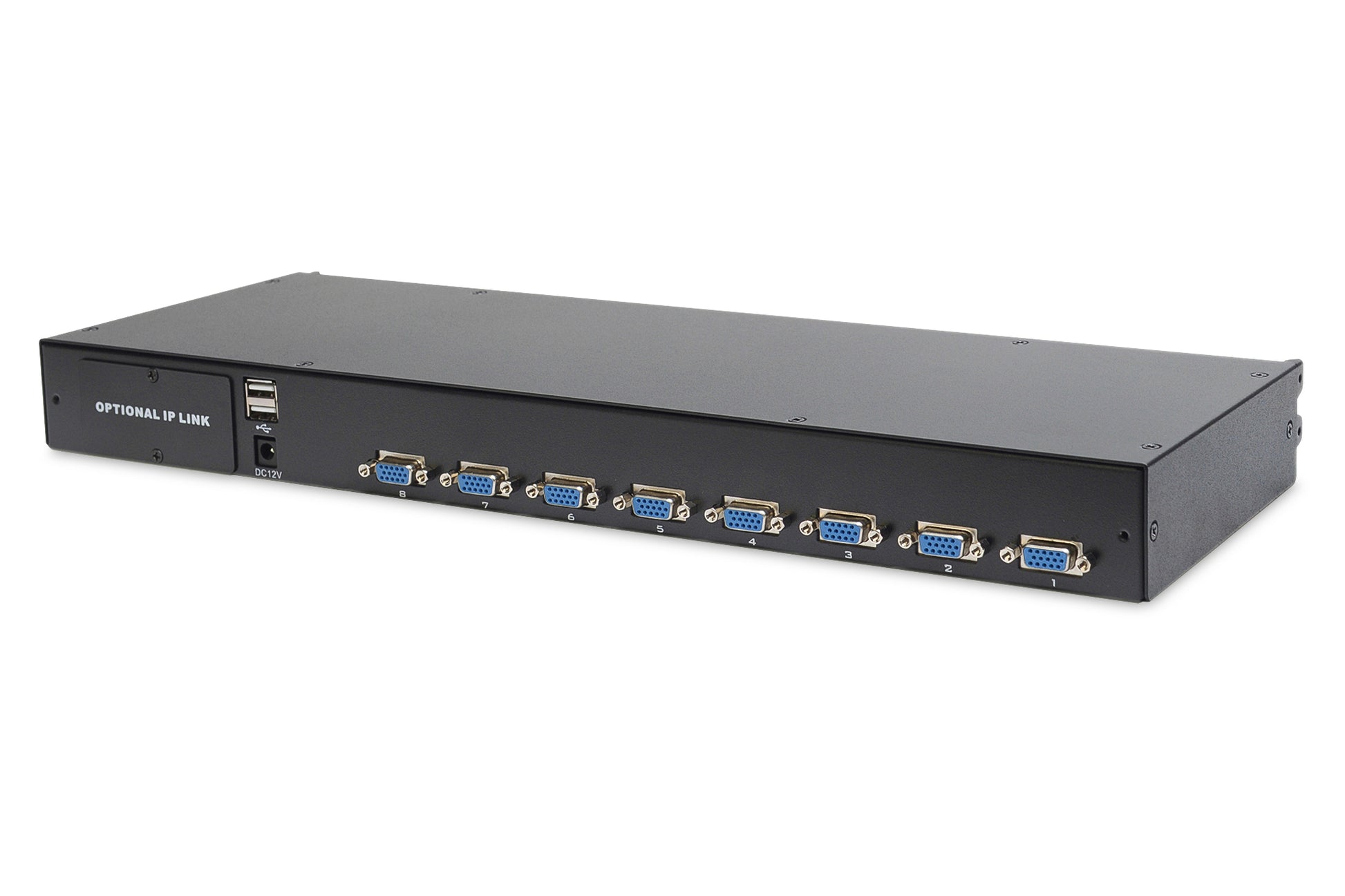 Digitus 17" Rack-LCD-Konsole – 8-Port VGA KVM, 1280 × 1024, US-Tastatur – 1U