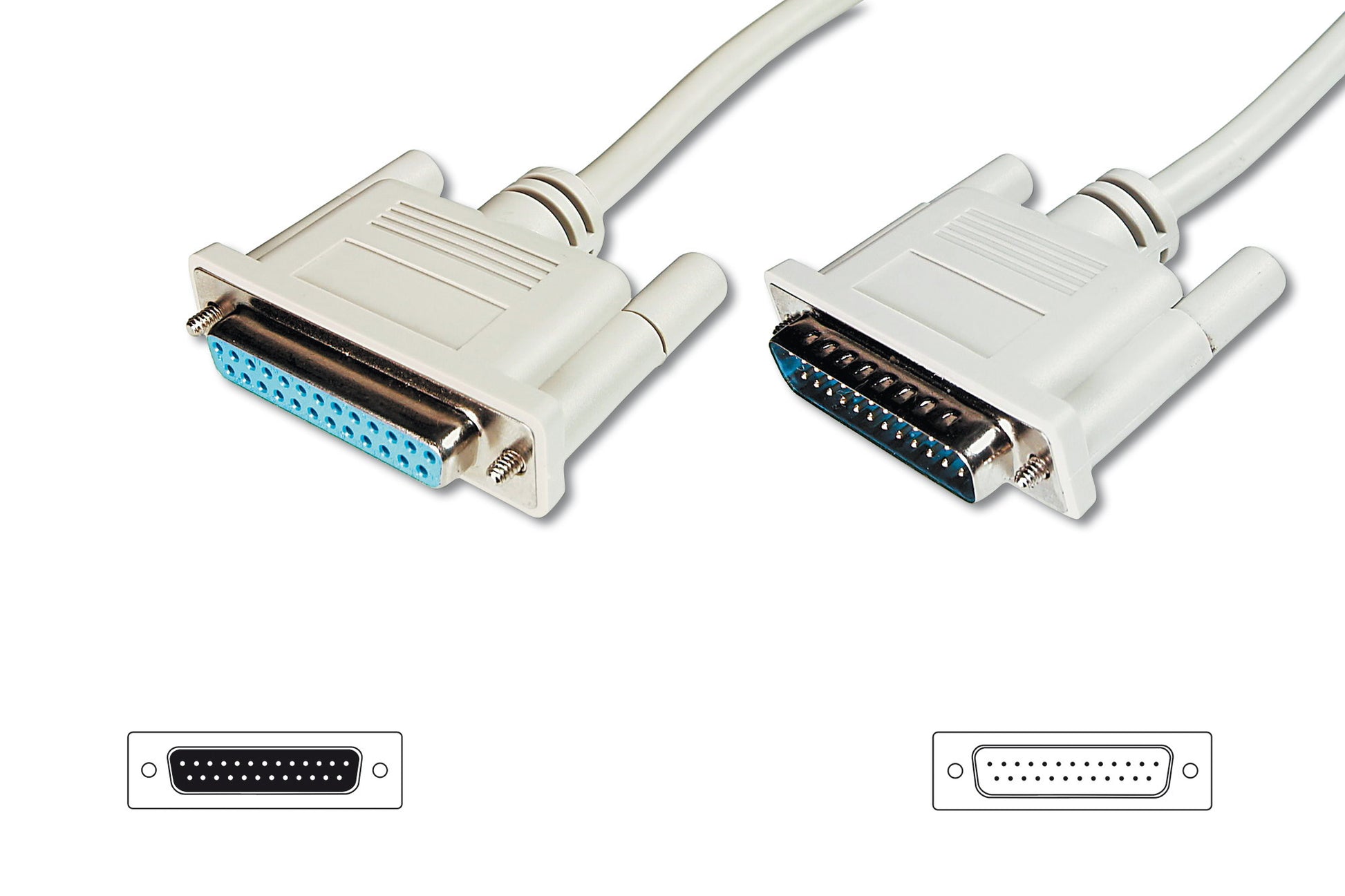 Digitus D-Sub25 Verlängerungskabel – D-Sub25 zu D-Sub25, 10 m, Beige