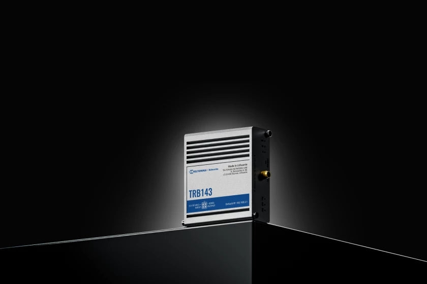 Teltonika TRB143 – Cellular Gateway – M-Bus, 4G/LTE (Kat 4), 1× 1G RJ-45, PoE, DIN-Schiene, 1× SMA-Antenne