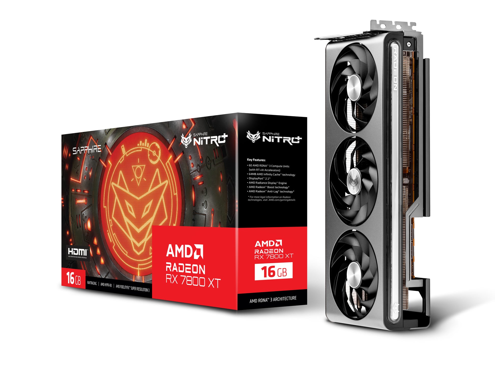 Sapphire NITRO+ 11330-01-20G – PCIe Grafikkarte – Radeon RX 7800 XT, 16 GB GDDR6, 2×HDMI, 2×DP, PCIe x16, 288