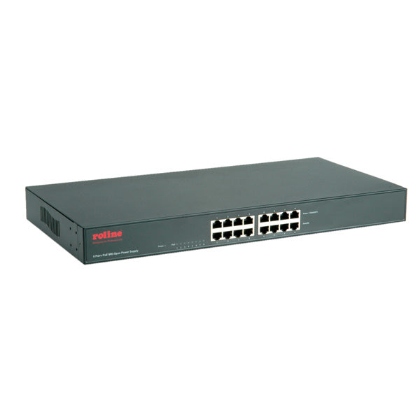 ROLINE PoE Midspan – PoE Budget 110 W, IEEE 802.3af, 8× RJ-45 (10/100), 19" Rack