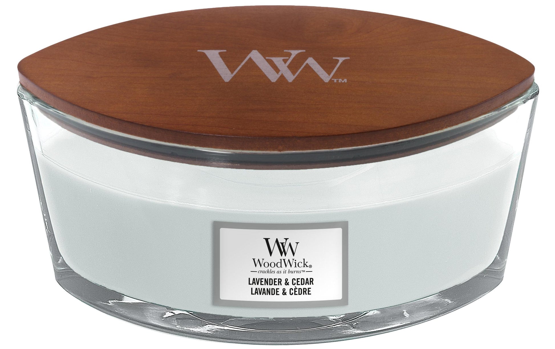WoodWick Duftkerze Lavendel & Zeder, Glas, Grau/Transparent, Ø 19,1 cm, H 9,2 cm, 1 Stück