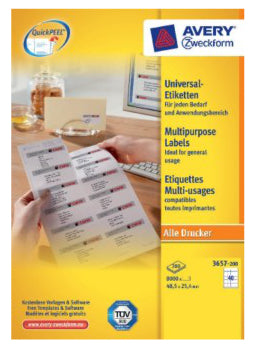 AVERY Zweckform Schuletiketten – 48,5×25,4 mm, 8000 Stk, 200 Bogen