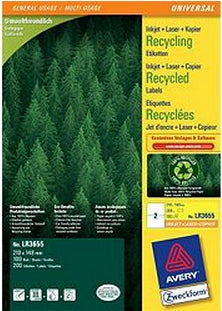 Avery Zweckform – Druckeretiketten, 210 mm × 148 mm, weiss, Papier (Recycling), selbstklebend, 200 Etiketten