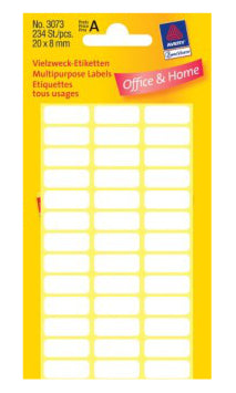 Avery Zweckform Haftetiketten – rechteckig 20 × 8 mm, permanent, weiss, 6 Blatt (234 Stk.)