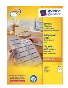 Avery Druckeretiketten, Weiss