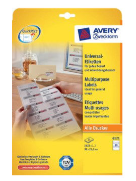 AVERY Zweckform 6121 – Etiketten A4 38 × 21 mm – Papier, weiss – Laser/Inkjet