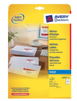 Avery Zweckform – Adressetiketten, 64 mm × 30 mm, weiss, Papier, 675 Stk.