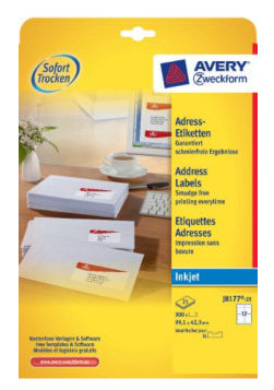 Avery Zweckform – Adressetiketten, 99 mm × 42 mm, weiss, Papier, selbstklebend, 300 Stk.