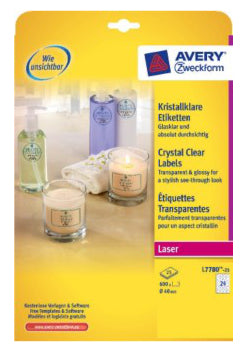 Avery Folienetiketten, Ø 40 mm, transparent, Folie, permanent