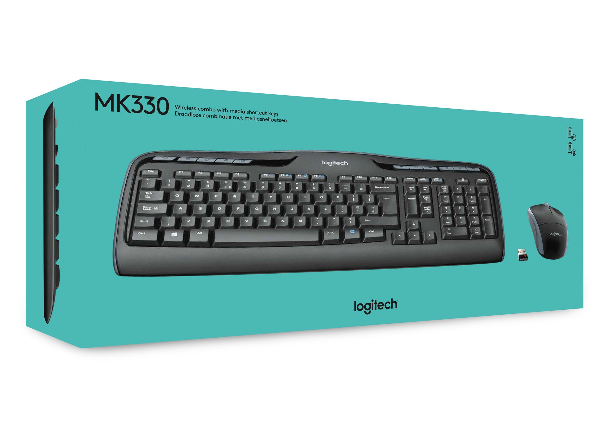 Logitech MK330 – Tastatur- und Maus-Set – 2,4 GHz USB-A (Unifying-Empfänger) – QWERTY (US-INT) – Schwarz