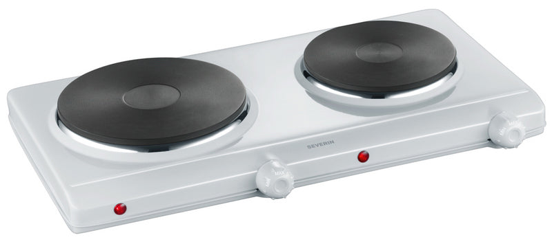 Severin Doppelkochplatte DK 1042 – 2 Kochzonen, Ø 18,5/15,5 cm, 1500 W & 1000 W – weiss
