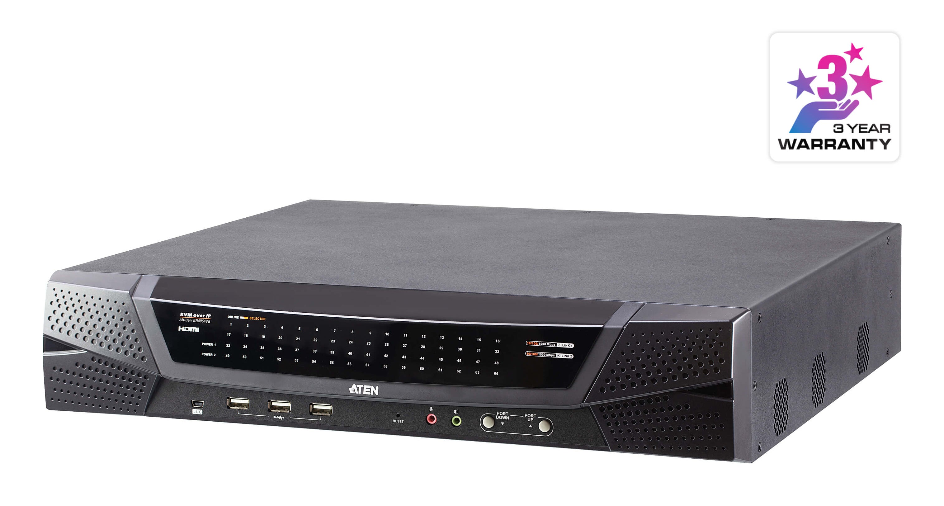 ATEN KN4064VB KVM über IP-Switch – HDMI/VGA, 3× USB-A, GbE, für Windows/Mac/Linux