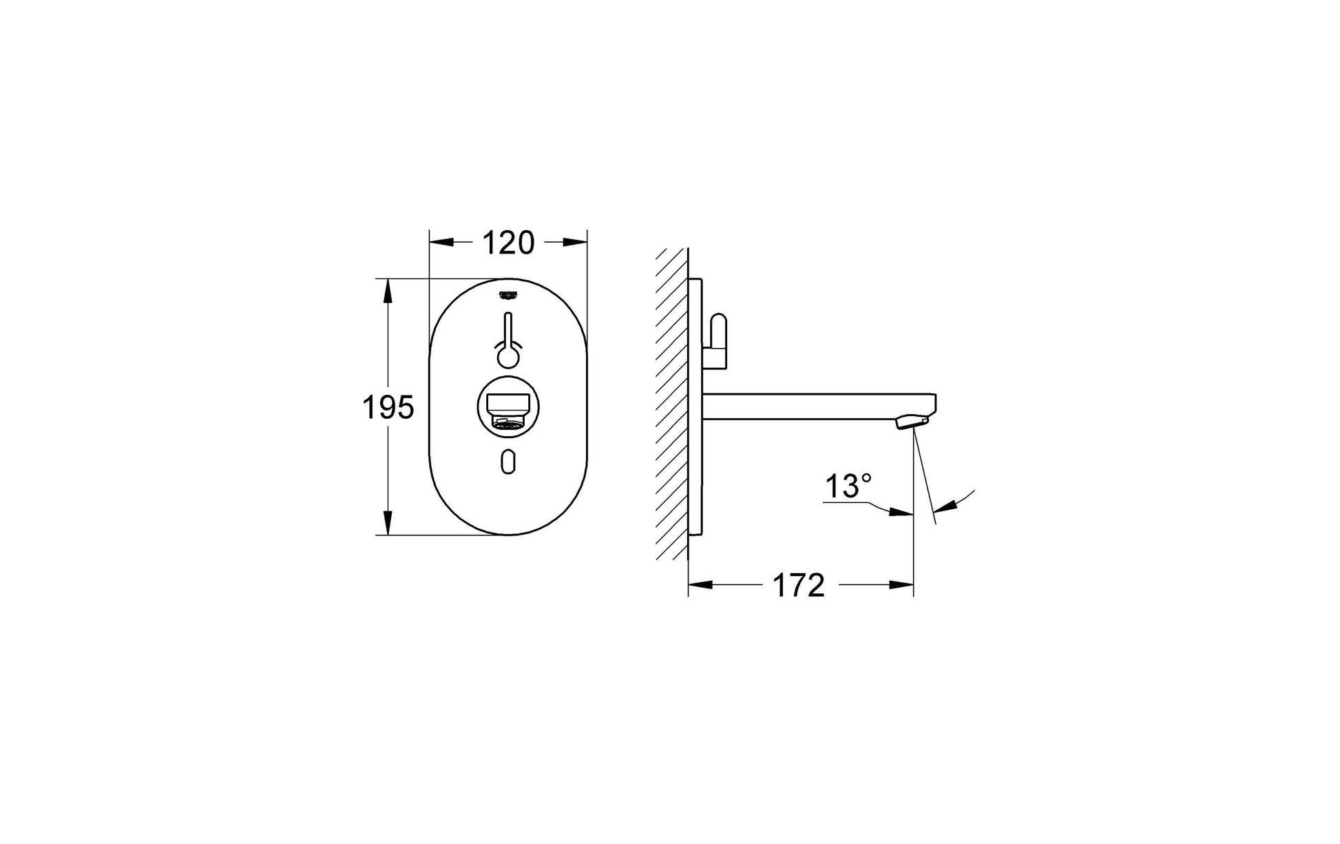 GROHE Eurosmart Badebatterie – Infrarot-Elektronik, Messing, Chrom, für Waschbecken