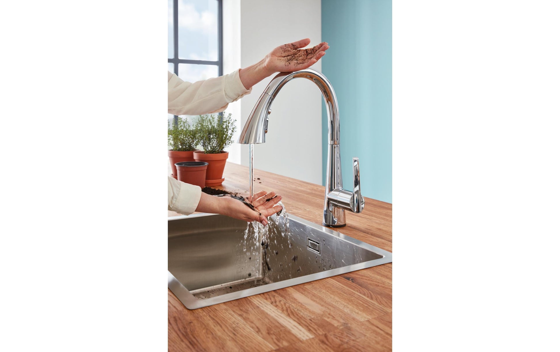 GROHE Badebatterie Zedra Touch – Einhebelmischer (Standmontage), Messing, Chrom