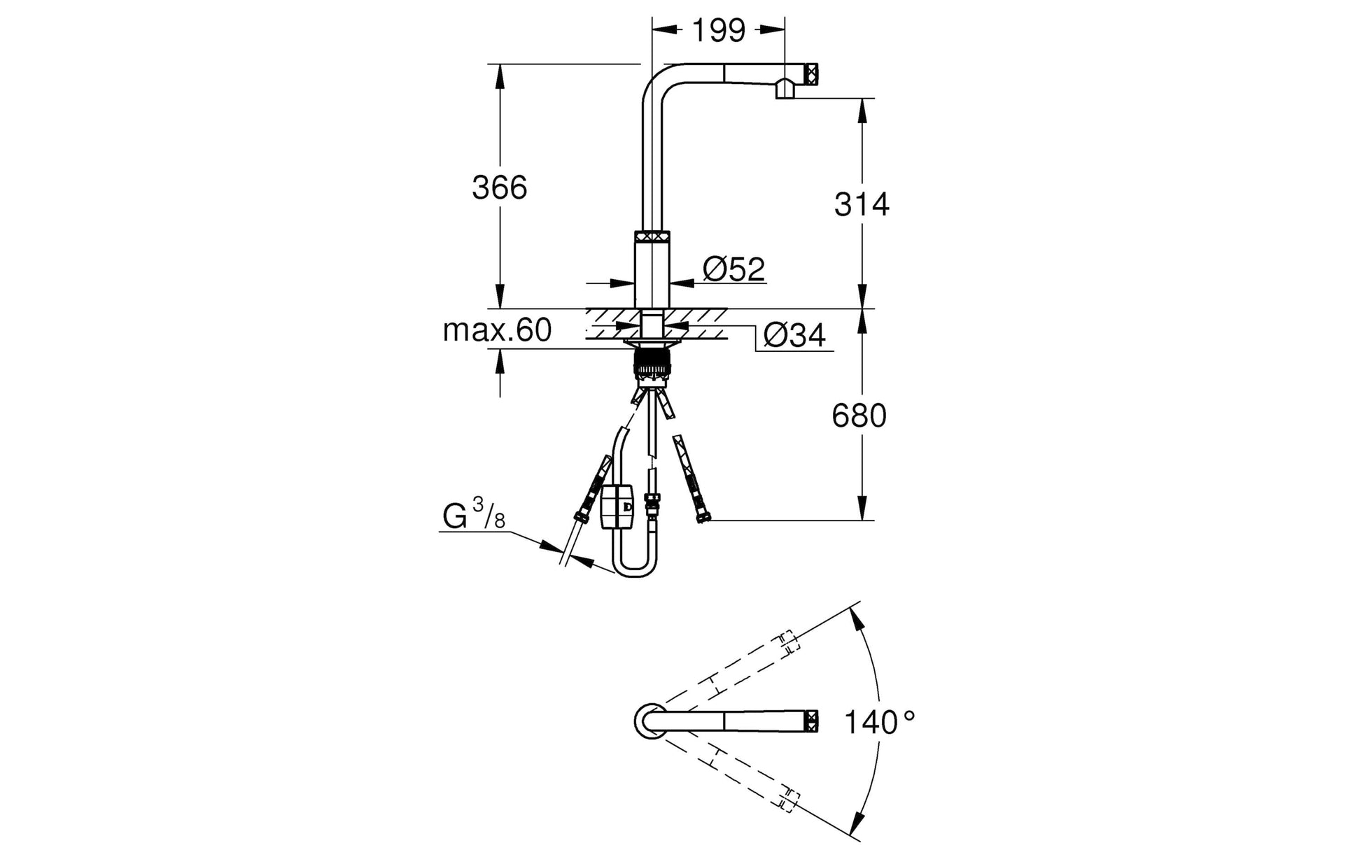 GROHE Badebatterie (Unterputz) Smart Control – Messing, Standmontage, Chrom