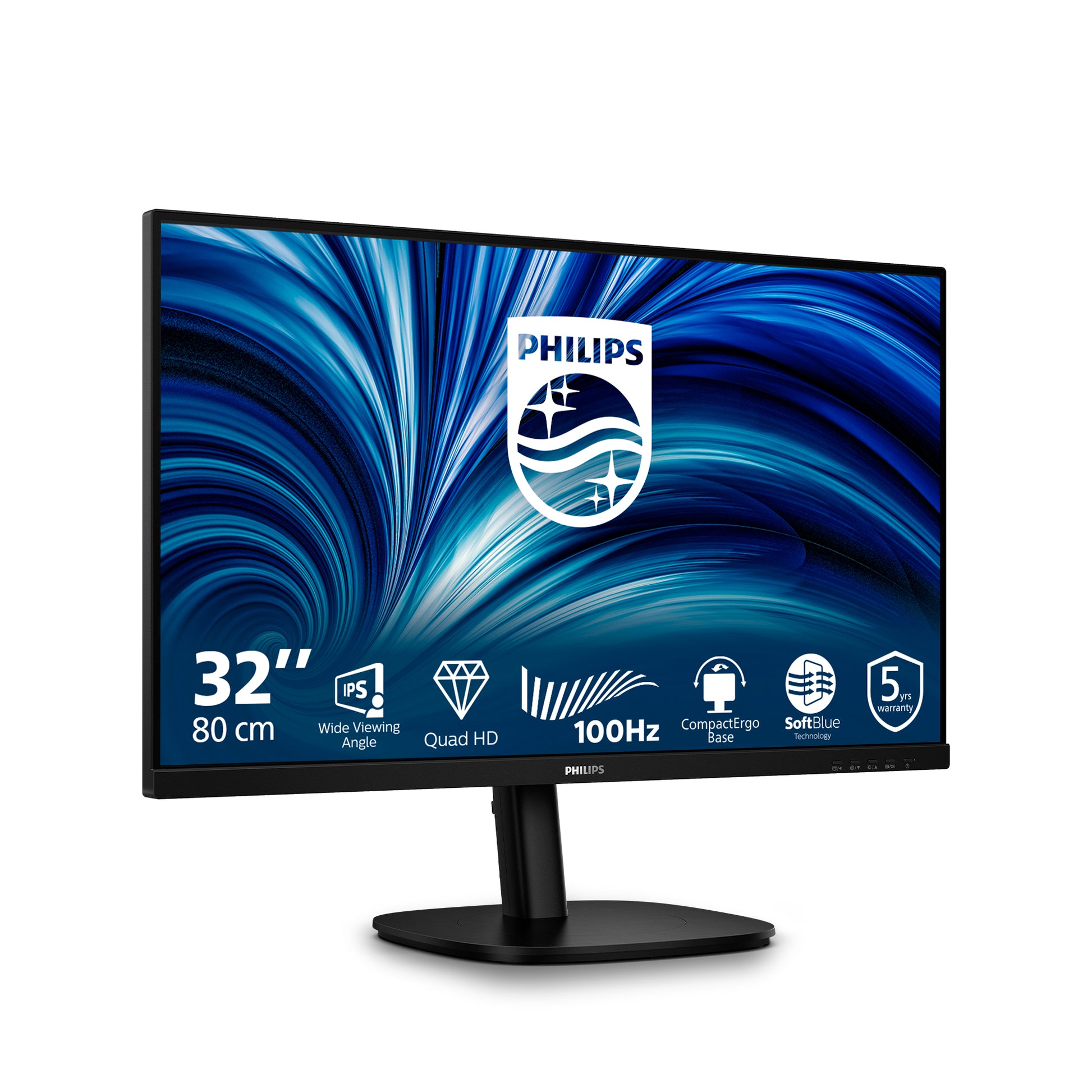 Philips 32B2N3500/00 – Monitor, 31,5", Lautsprecher, Pivot, 2× HDMI, 1× DisplayPort, USB-Hub, Schwarz