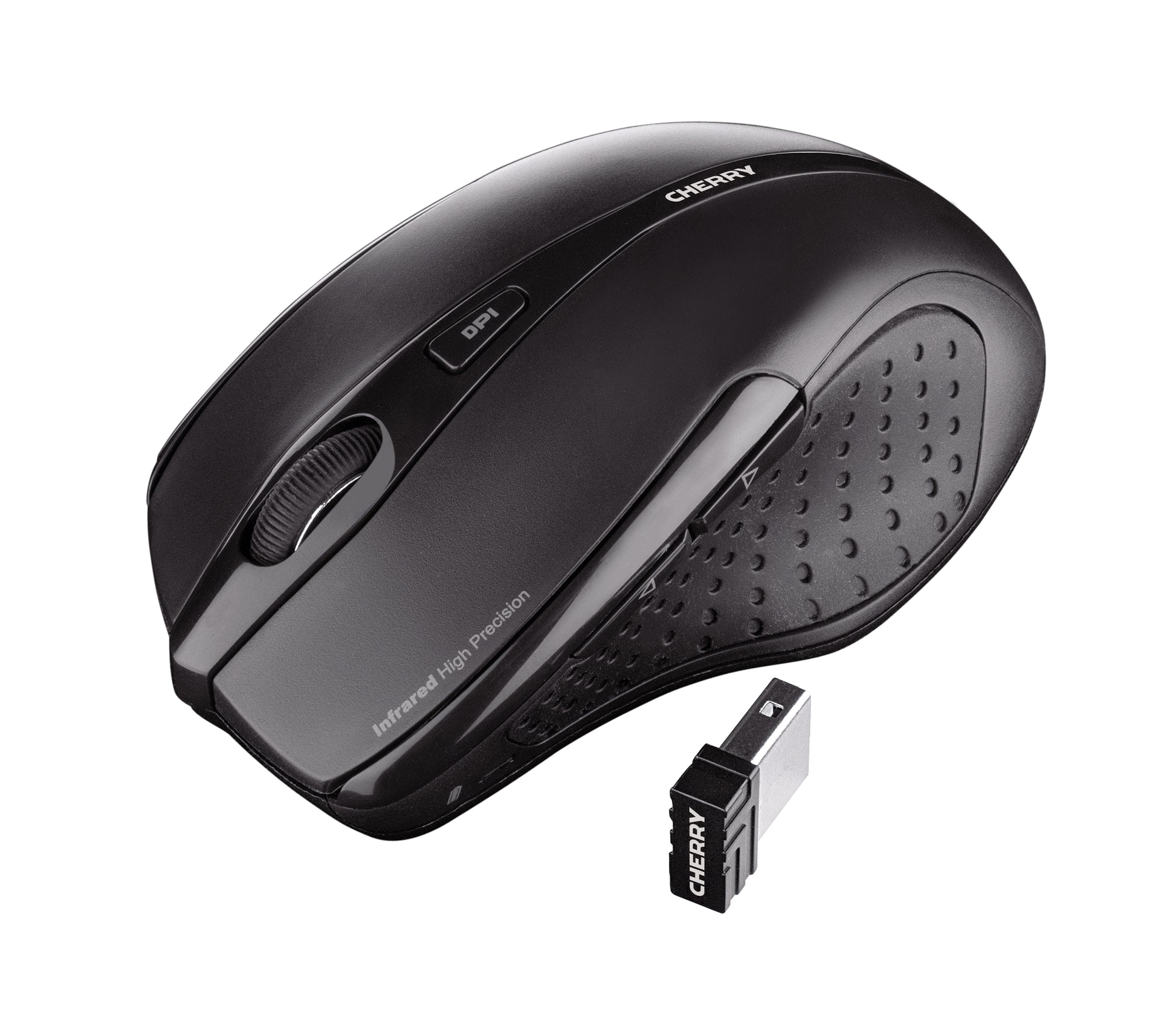 CHERRY MW 3000 Ergonomische Maus – kabellos, 2,4 GHz (USB-A), 1'750 dpi, 5 Tasten, für Rechtshänder, schwarz