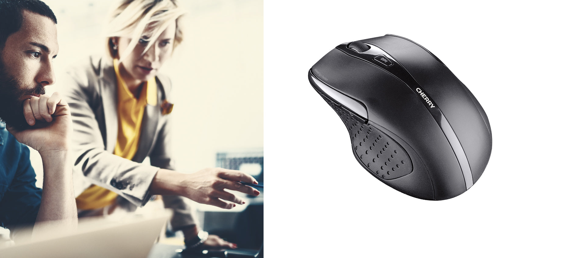 CHERRY MW 3000 Ergonomische Maus – kabellos, 2,4 GHz (USB-A), 1'750 dpi, 5 Tasten, für Rechtshänder, schwarz