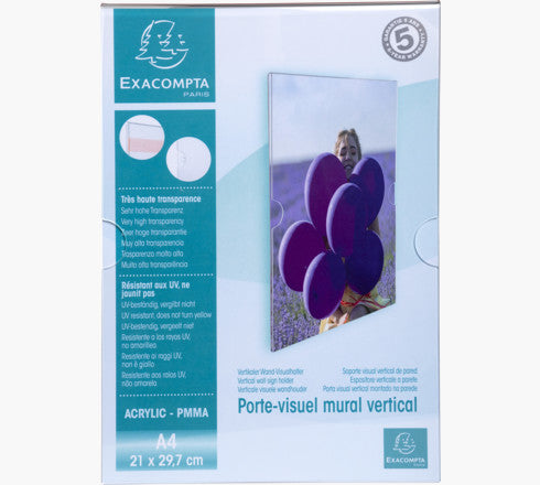 Exacompta Wandsichttasche – für A4 – 1 Fach – Wandmontage (Löcher, Klebestreifen) – transparent