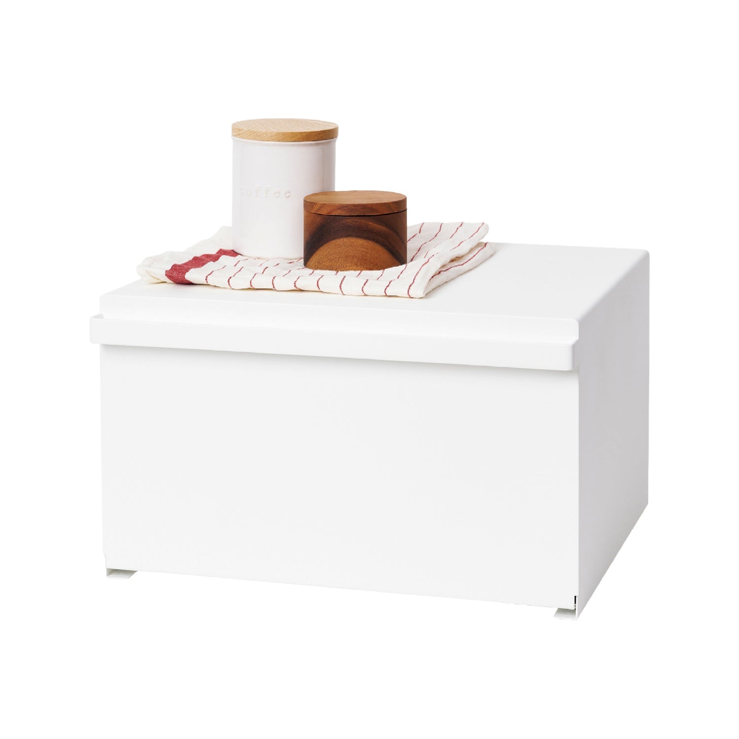 Yamazaki Vorratsdose 27 l, 40 × 34,5 × 24 cm, Edelstahl/Silikon, Weiss