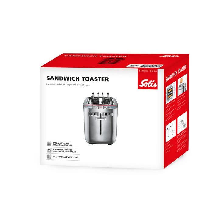 Solis Sandwichtoaster 8003 – 1635 W, 2 Scheiben, 7 Bräunungsstufen – Edelstahl