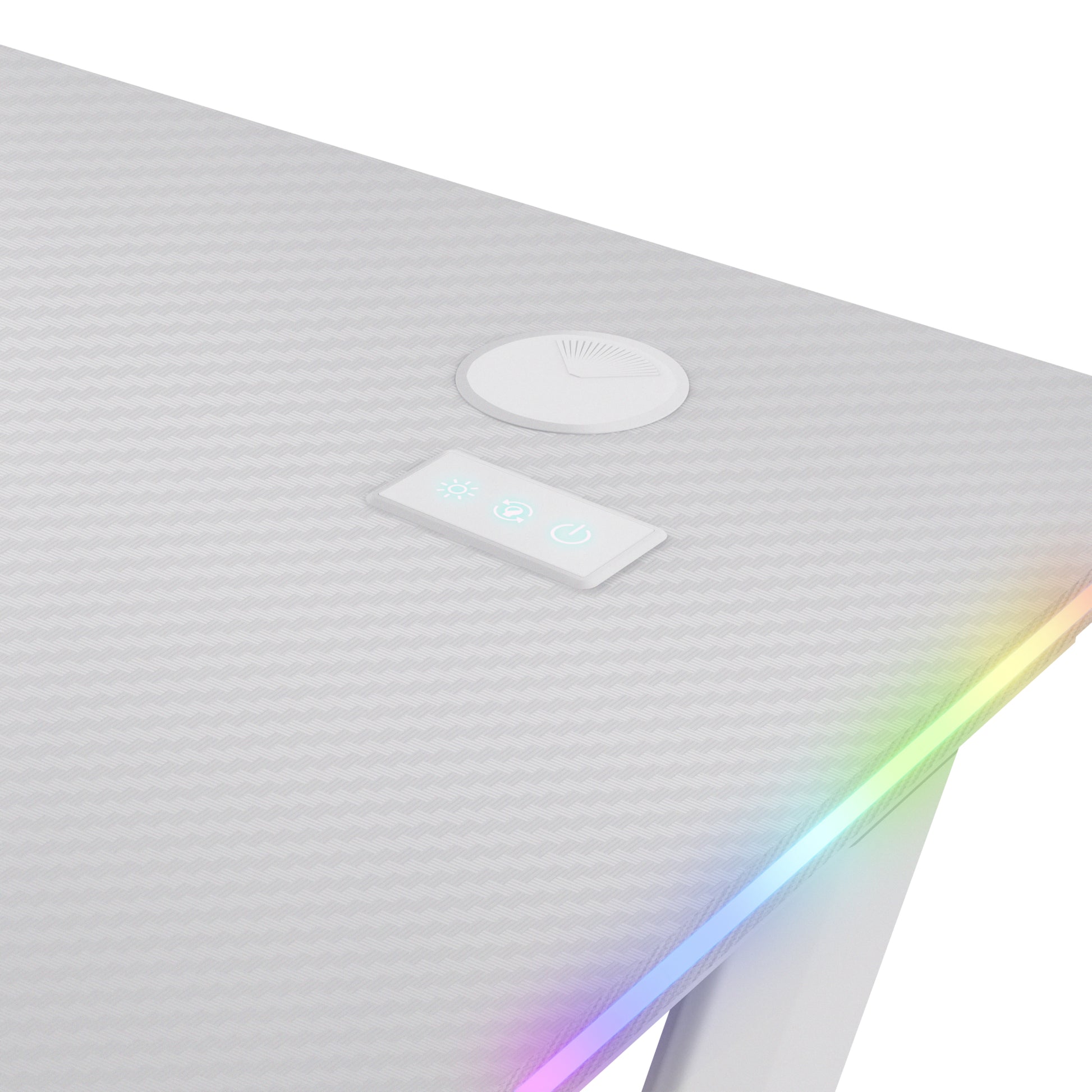 Trust GXT709W Luminus – Rollbarer Computertisch, 1'200×600×740 mm, RGB-LED-Beleuchtung, bis 150 kg, Weiss