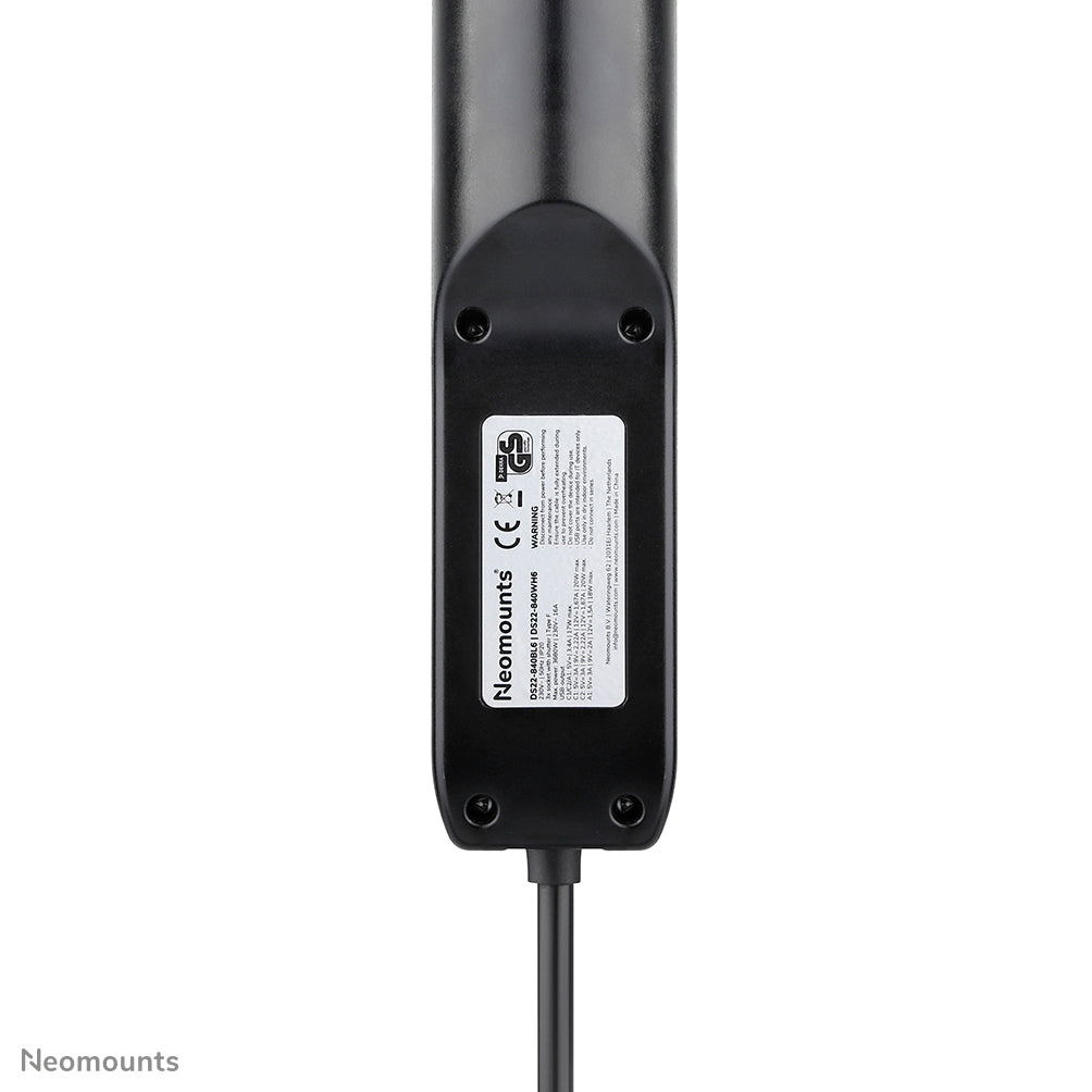 Neomounts DS22-840BL6 – Tisch-Steckdose mit Klemme, 3× 230 V, 2× USB-A + 2× USB-C (PD), 1,4 m, Schwarz