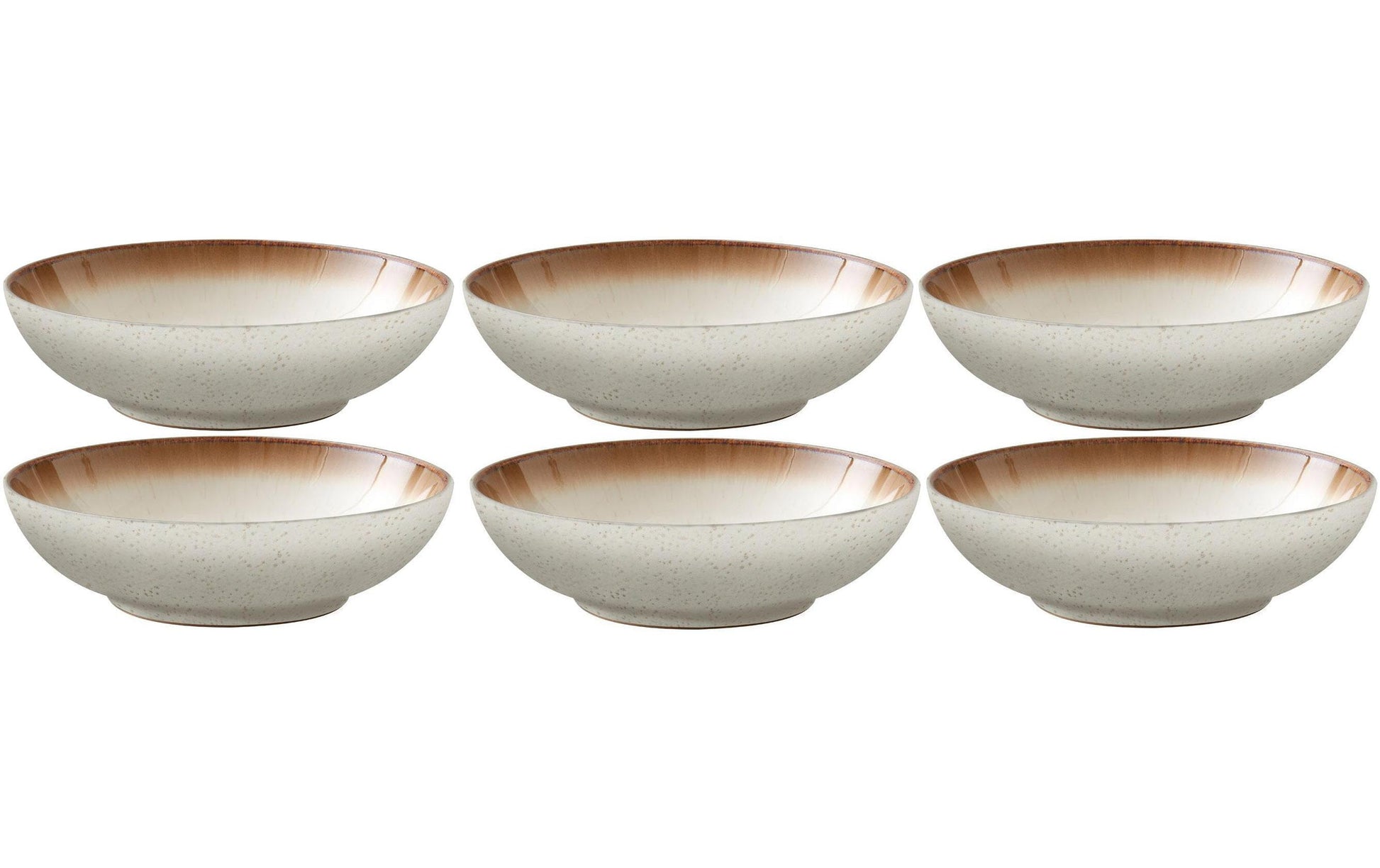 BITZ Pastateller – 6er Set, Ø 20 cm, H 6 cm, Steinzeug, Beige, spülmaschinenfest, ofenfest