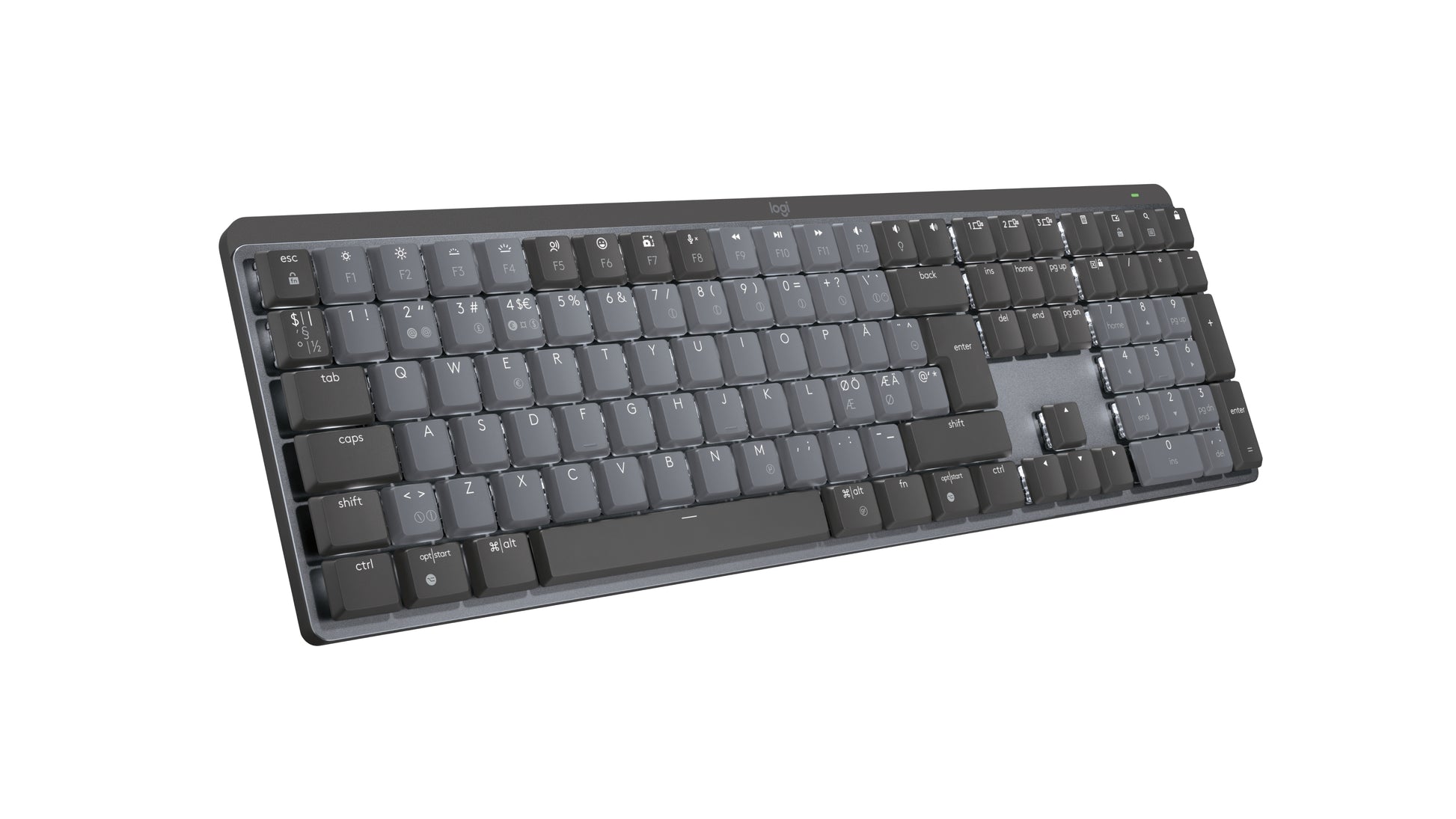 Logitech MX Mechanical – Tastatur, kabellos (Bluetooth), Nordic-Layout, mechanisch, beleuchtet, Grau